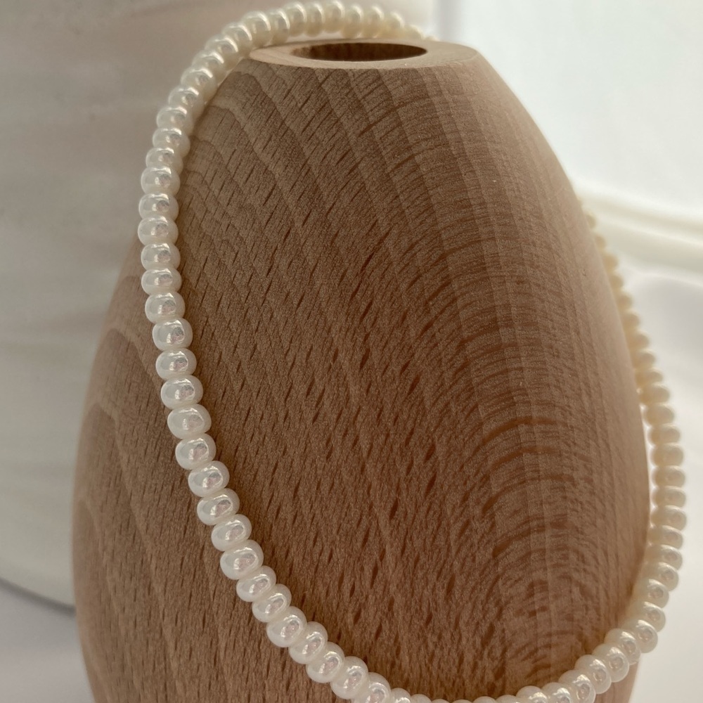 Pearl White Stretch Beaded Anklet - Picture 8 of 8